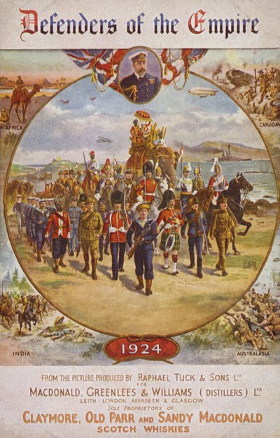大英帝国の兵士とジョージ5世（カラーリトグラフ） 作： English School