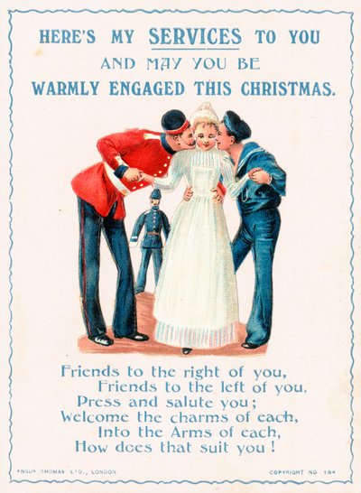 兵士のキスの女の子、クリスマスカード 作： English School