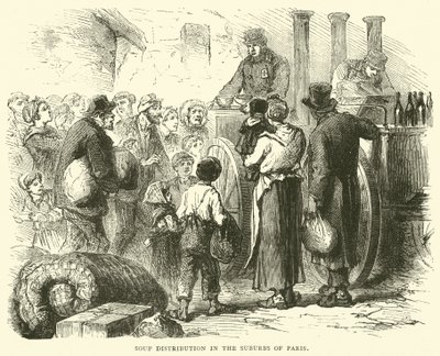1870年12月、パリ郊外でのスープの配布 作： English School