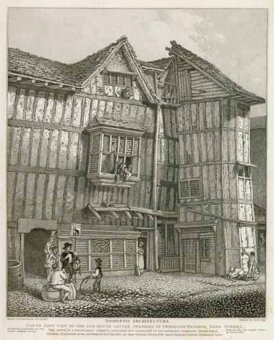 Sweedons Passage、Grub Streetに最近立っている古い家のサウスイーストビュー 作： English School