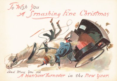 スピード違反の馬と馬車をめくる、クリスマスカード 作： English School