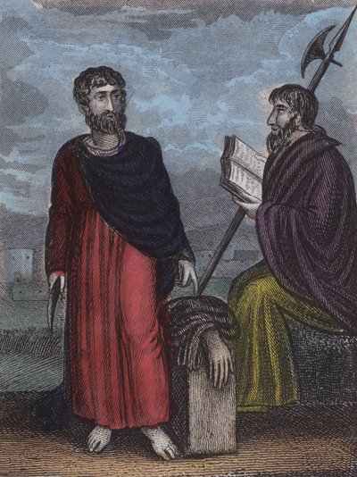 St Bartholomew; St Thomas (カラーの彫刻) 作： English School