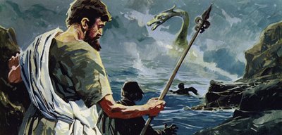 セントコロンバはネス湖に来て、巨大な水生モンスターによって負傷した男を見ました 作： English School