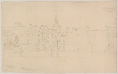 セントジェームズスクエア、ロンドン;オリジナル鉛筆画 作： English School