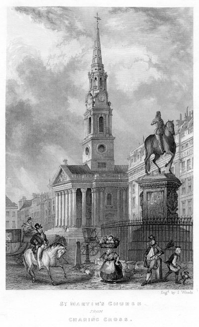 チャーリングクロスのセントマーチン教会、1837年 作： English School