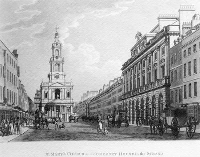 セントメアリーズ教会とストランドのサマセットハウス、1796年 作： English School