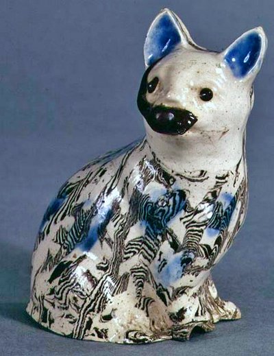スタッフォードシャーソリッドアゲート猫、1745年頃（セラミック） 作： English School
