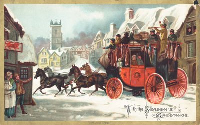 雪の中でステージコーチ、クリスマスカード 作： English School