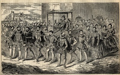 エリザベス1世（1533年～1603年）とブローカーたち（エフィンガム公チャールズ、カンバーランド公ジョージ・クリフォード、オーモンド伯トーマス・バトラー、シュルーズベリー伯ジョージ・タルボット、ウォ伯エドワード・サマセット）。 作： English School