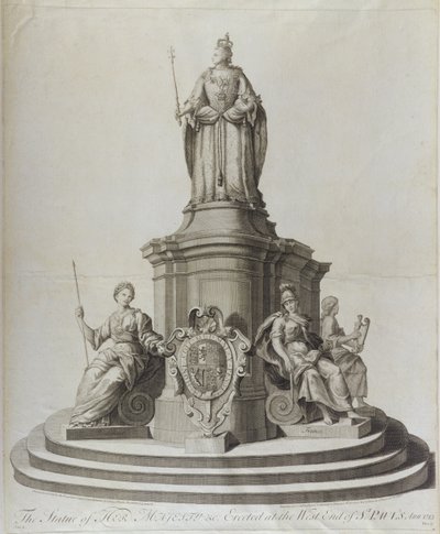 アン女王の像（1665-1714）、1713年発行 作： English School