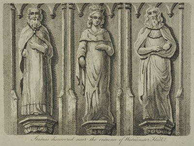 1807年にウェストミンスターホールの入り口近くで発見された彫像 作： English School