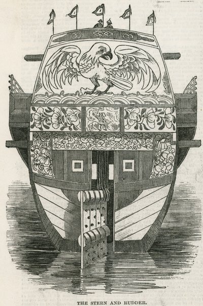 中国のジャンクの船尾と舵が観光名所としてロンドンに持ち込まれた 作： English School