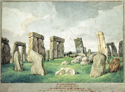 現在の状態のストーンヘンジ、アンペディルニア寺院、1821年（紙にトイレ） 作： English School