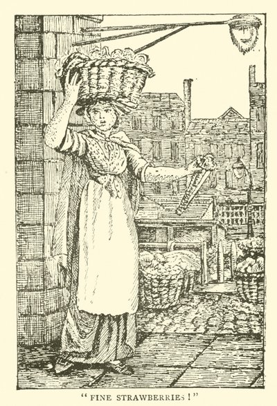 いちご売り（木版画 作： English School