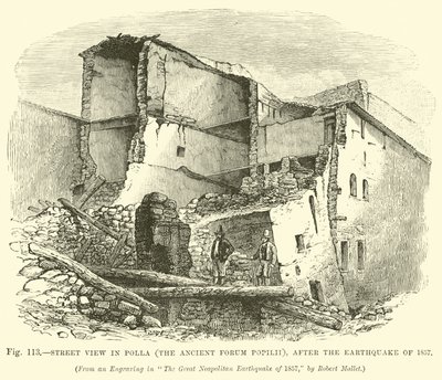 1857年の地震後のPolla（古代のフォーラムPopilii）のストリートビュー 作： English School