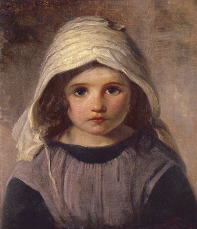 ボンネットの少女の研究、1890 作： English School