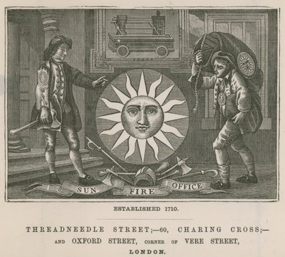 Sun Fire Office、Threadneedle Street、60 Charing Cross、およびOxford Street、ロンドン 作： English School