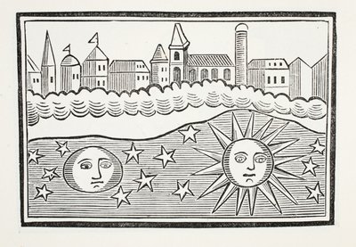 太陽、月、星、地球の転置、パブのジョン・アシュトンによる18世紀のチャップブックのイラスト。 1882 作： English School