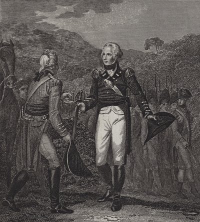 1777年にサラトガでバーゴイン将軍の降伏 作： English School