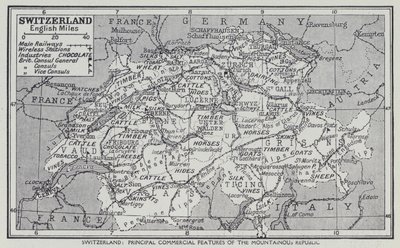 スイス、山岳共和国の主な商業的特徴（リトグラフ） 作： English School