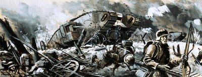 第一次世界大戦中に登場した戦車（紙にガッシュ 作： English School