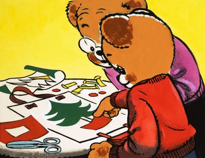 クリスマスの飾りを作るテディベア 作： English School
