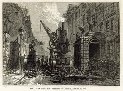 テンプルバー、ロンドン。 1878年1月12日の解体 作： English School