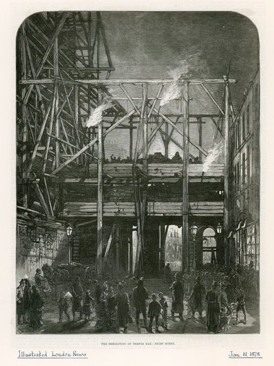 テンプルバー、ロンドン。解体、1878 作： English School