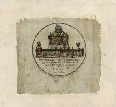 1814年の平和を祝うコンコード神殿（シルク印刷） 作： English School