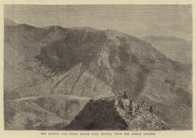 アフガン戦争、カイバル州シャディ・ボギア峠、サルカイ高地から（エングレービング 作： English School