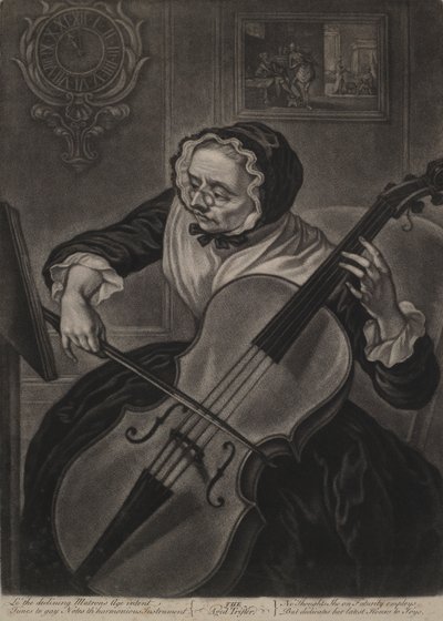老いたトリフラー、1750年頃（メゾチント） 作： English School