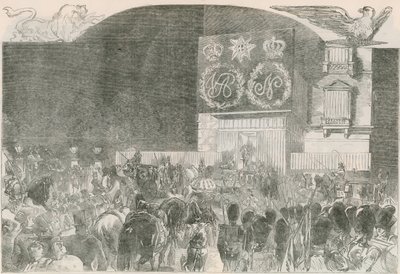 フランス大使館のバル衣装、アルバートゲートハウス-陛下の到着 作： English School