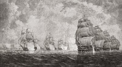 JRグリーンによる「イギリス人の短い歴史」からの1804年のプロオーラの戦い、1893年発行 作： English School