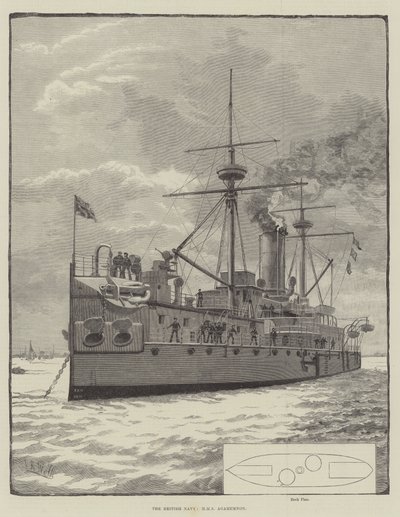 イギリス海軍、HMSアガメムノン(エングレービング) 作： English School