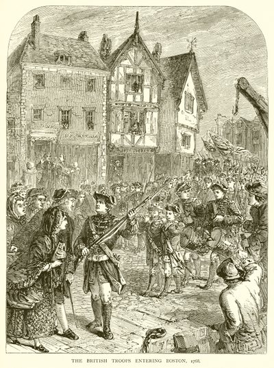 1768年にボストンに進入したイギリス軍 作： English School