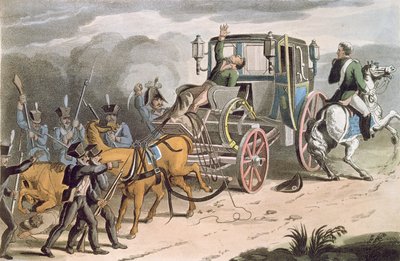 1815年6月18日、ウォータールーでのボナパルトキャリッジの捕獲 作： English School