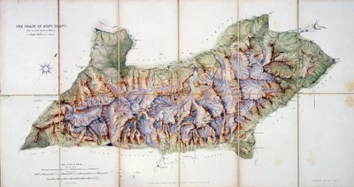 A.アダムスライリーによる1863年の実際の調査からのモンブランの鎖 作： English School