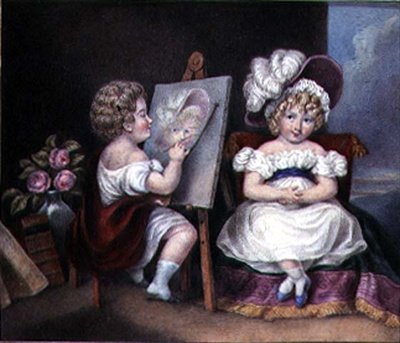 子供の肖像画家」1825年頃（水彩・紙） 作： English School