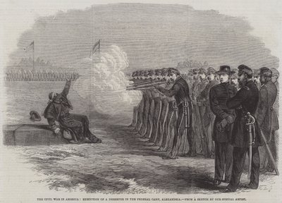 アメリカ南北戦争、アレクサンドリア連邦キャンプでの脱走兵の処刑 作： English School