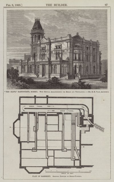 "The Cliff, Eastbourne, Sussex, and with Special Arrangements for Smoke and Ventilation, Mr H H Vale, Architect (carving) 作： English School