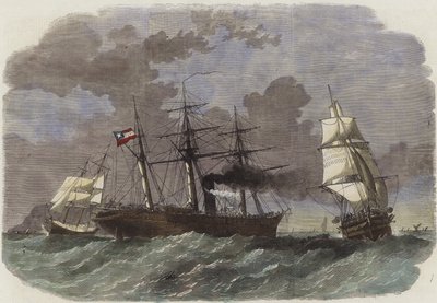 ジブラルタルを離れて2人の連邦商人を捕らえた南軍の戦争のスループ 作： English School