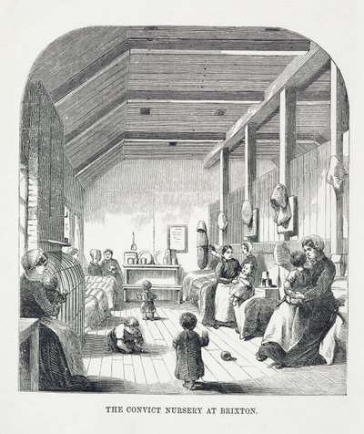 ブリクストンの囚人保育園、ロンドンの刑務所刑務所と刑務所生活の場面（ヘンリーメイヒュー（1812-87）とジョンビニー、1862年） 作： English School