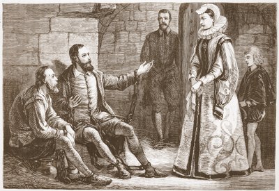 刑務所でドブレイとラグランジを訪れたルー伯爵夫人、ジェームズエイトケンワイリー（1808〜1890年）の「プロテスタンティズムの歴史」のイラスト、パブ。 1878 作： English School