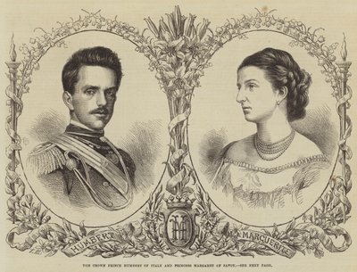 イタリアのハンバート皇太子とサボイのマーガレット王女（彫刻 作： English School