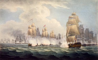 1804年2月15日、コモドールダンス隊によるリノア政権下のフランス人の敗北（イギリス海軍年表、J。ラルフ著） 作： English School