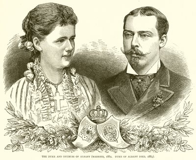 アルバニーの公爵と公爵夫人（結婚、1882年。アルバニーの公爵は1884年に死亡） 作： English School