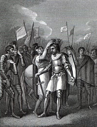 リッチモンド伯爵がボスワースの戦いの後にキングを選んだ。1804年、デビッドヒュームとトビアススモレットによる「イングランドの歴史」から 作： English School