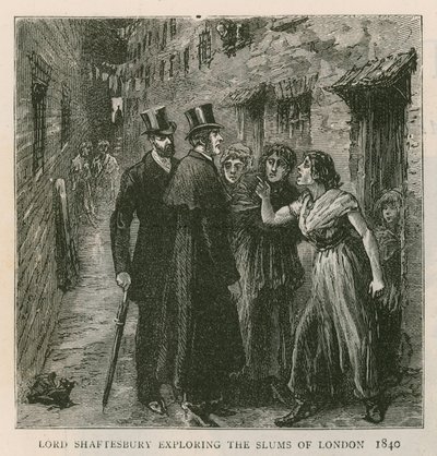 シャフツベリー伯爵。 1840年にロンドンのスラム街を探索 作： English School