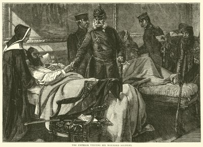1871年5月、負傷した兵士を訪ねた天皇 作： English School