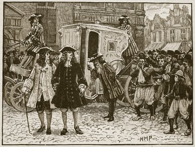 1712年、ユトレヒトの街で侮辱された英語の多能性、カッセルズイラストレイテッドイングランドオブイングランドのイラスト（セピア写真） 作： English School